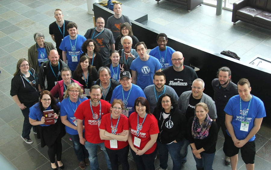 Group shot of WordCamp Halifax 2017 volunteers and speakers