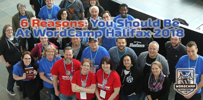 group shot of volunteers from WordCamp Halifax 2018